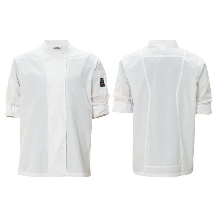  Ventilated Chef Jacket with Roll-Tab Sleeves, Tapered Fit