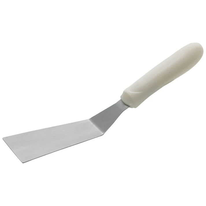 Grill Spatula with Offset, White Polypropylene Handle, 4-1/4" x 2-3/16" Blade