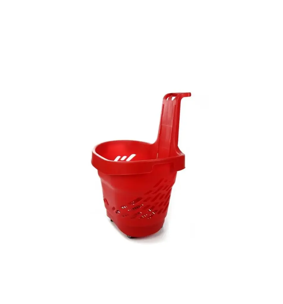 Red Four Wheels Shopping Cart