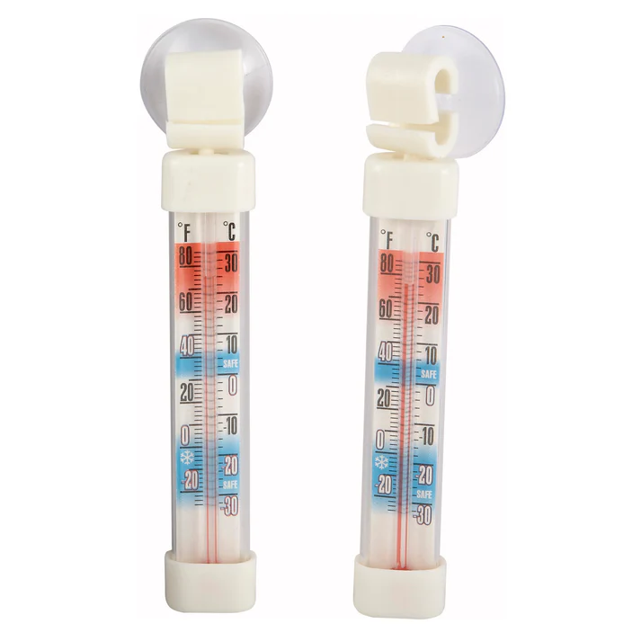 Refrigerator/Freezer Thermometer, Suction Cup, 2 Pack