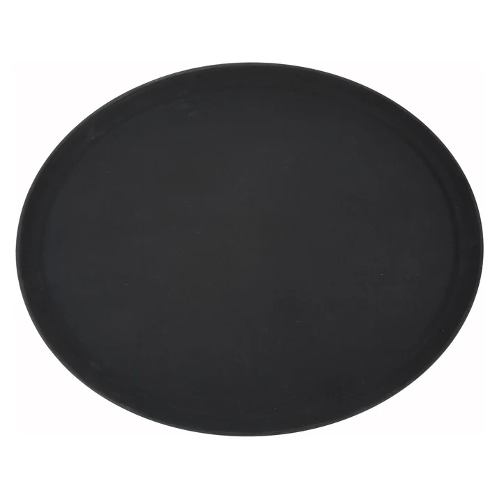 Deluxe Fiberglass Tray, Non-Slip, Oval, 27" x 22" - Black