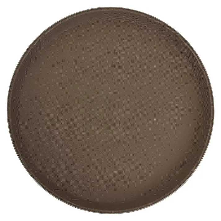 Deluxe Fiberglass Tray, Non-slip, Round - 14", Brown