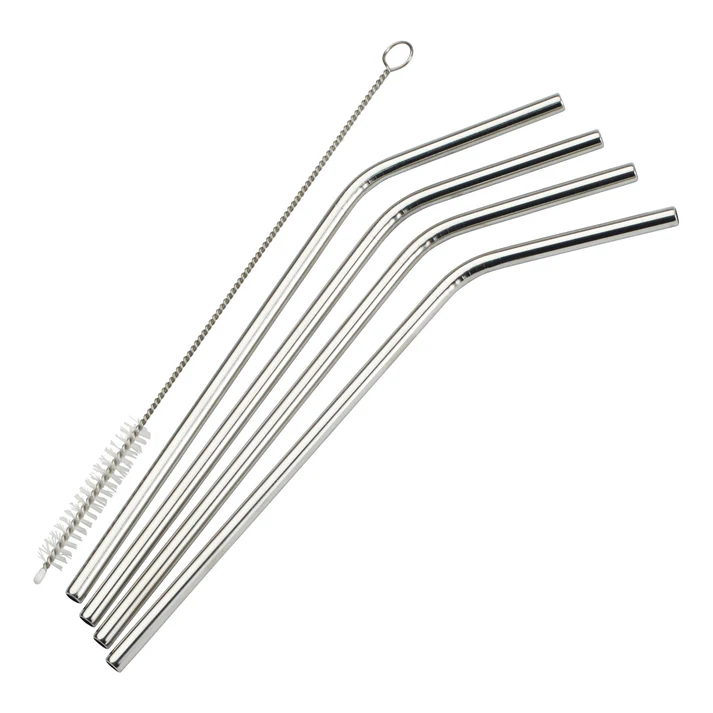 Drinking Straws, 18/8 Stainless Steel - Curved
