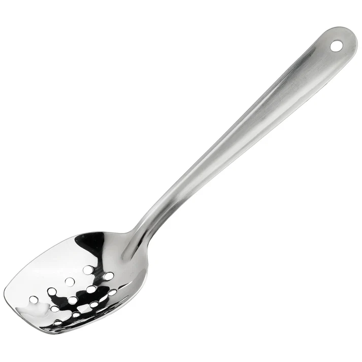 Slanted Plating Spoon - Perforated, 10"