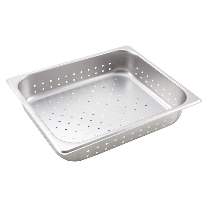  Perforated Steam Pan, 25 Gauge Stainless Steel - Half, 2-1/2"