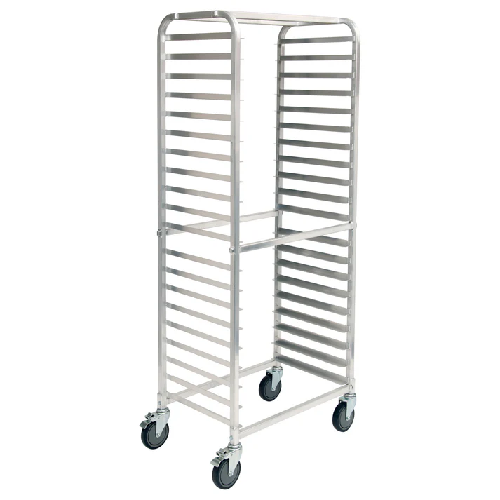  20-Tier Side-Load Sheet Pan Rack with Brakes - 3" Spacing