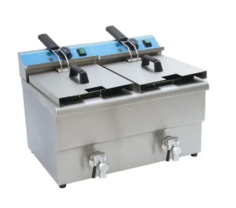Electric 2-Tank Fryer w/ Drain Valve