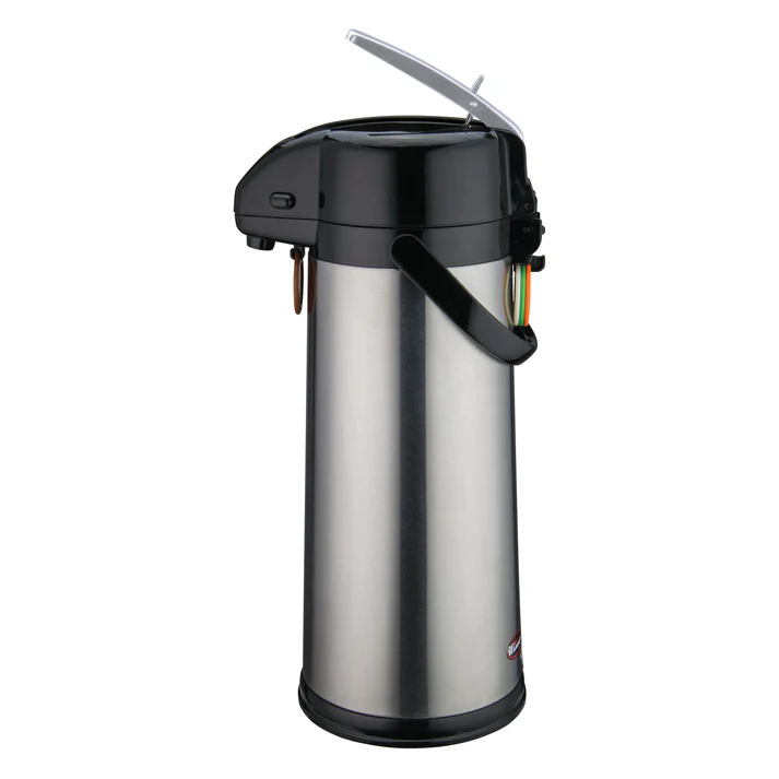 Glass Lined Airpot with Lever Top, Stainless Steel Body - 3 Liter