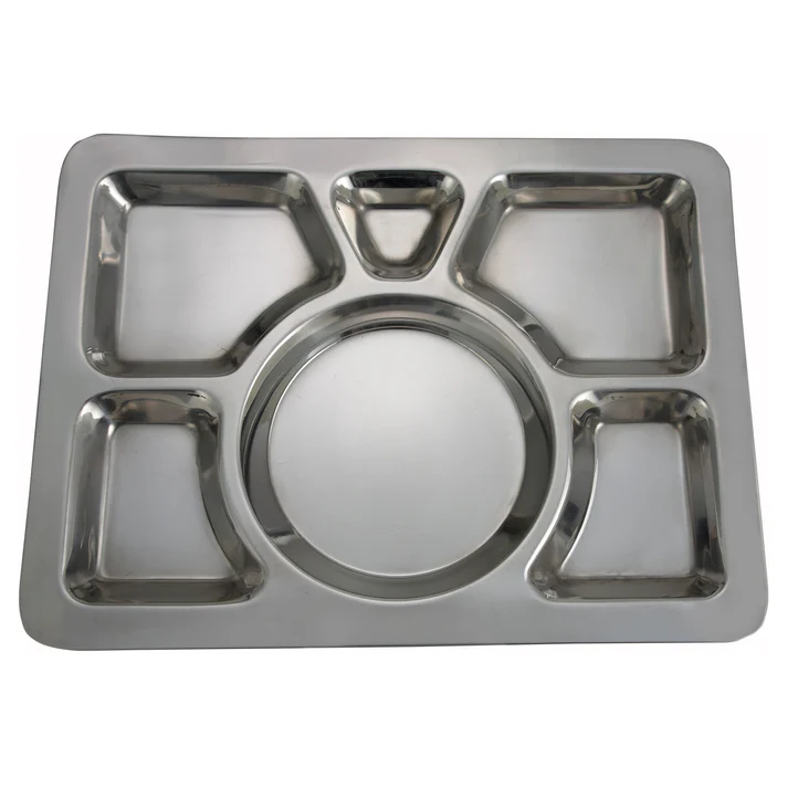 Stainless Steel 6 Compartment Mess Trays - A