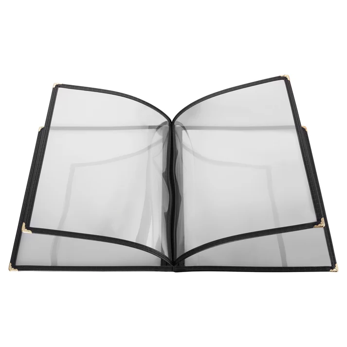 Four Pocket Black Menu Cover, 9-5/8" x 12-1/8"