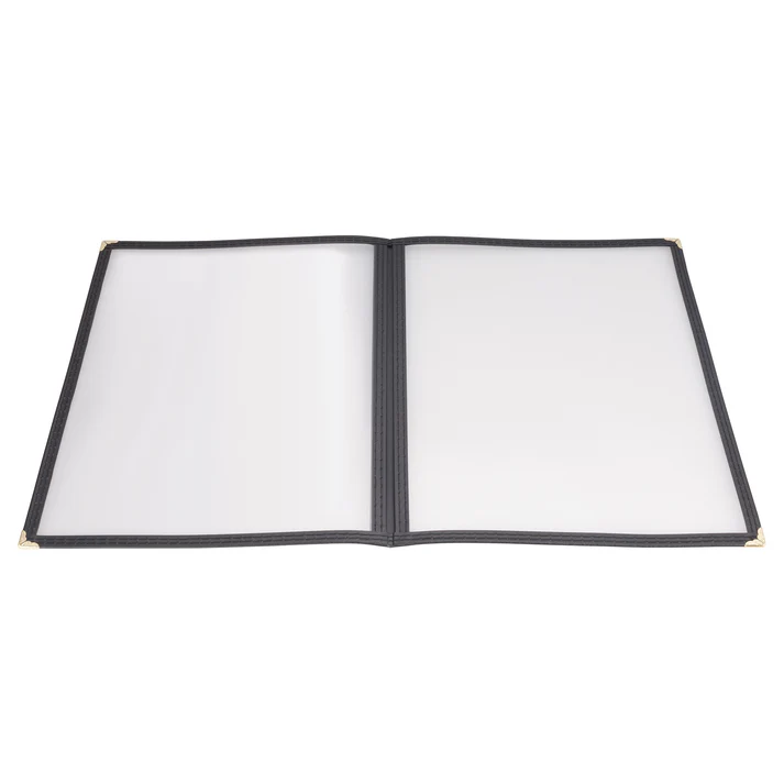 Book-Fold Double Panel Menu Cover - Black, 9-3/8 x 12-1/8