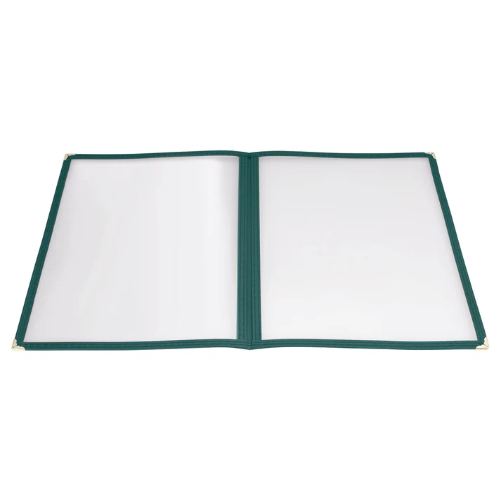 Book-Fold Double Panel Menu Cover - Green, 9-3/8 x 12-1/8
