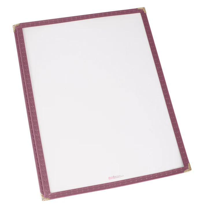  Single Pocket Menu Cover - Burgundy, 9-3/8 x 14-7/8