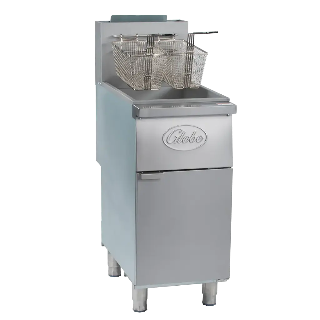 Globe Natural Gas 35-40 lb Stainless Steel Steel Floor Fryer 