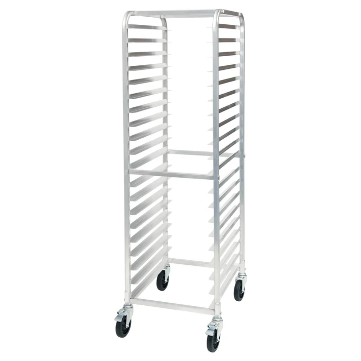 20-Tier End-Load Sheet Pan Rack with Brakes - 3" Spacing - Welded