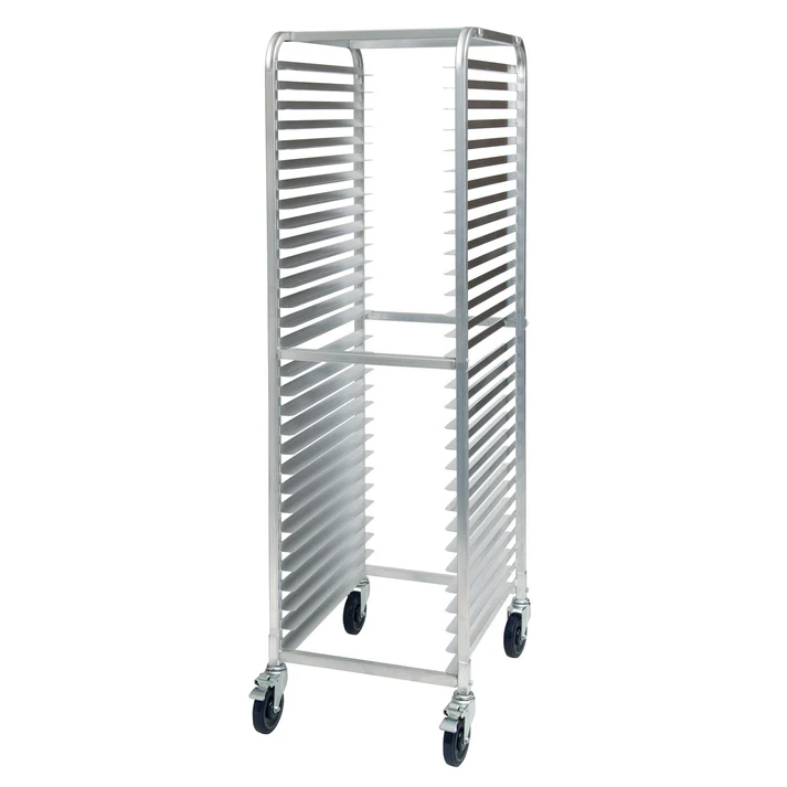 30-Tier End-Load Sheet Pan Rack with Brakes - 2" Spacing - Welded