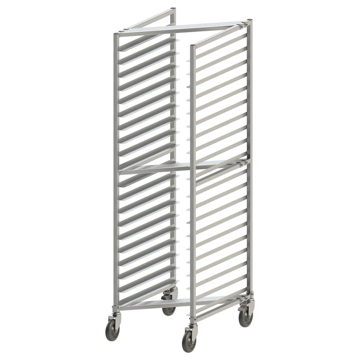20-Tier Nesting Sheet Pan Rack with Brakes - 3" Spacing - Welded