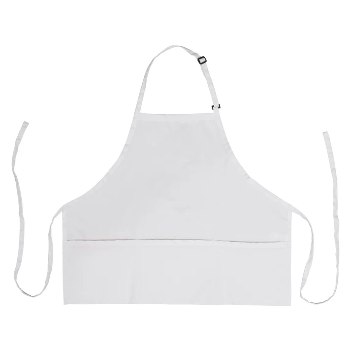 Mid-Length Bib Apron with 3-Pockets - White
