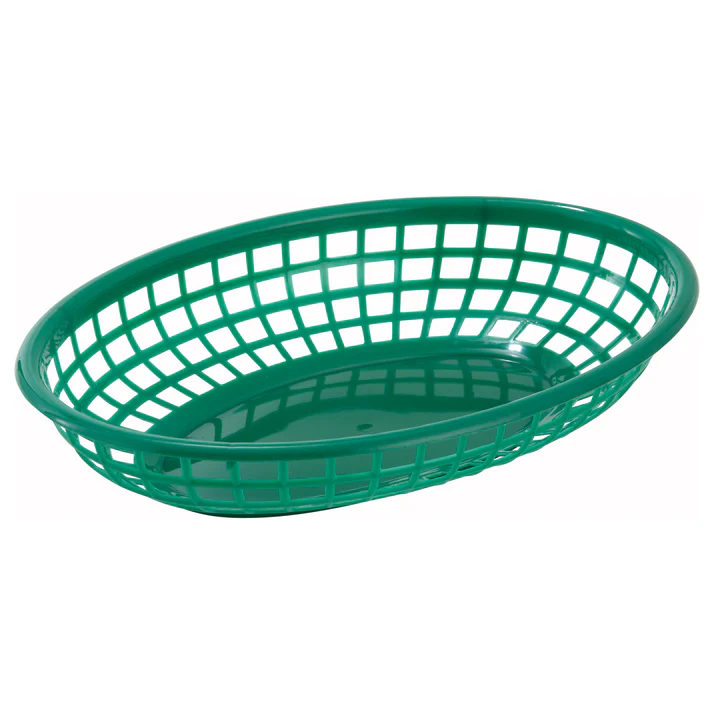  Oval Fast Food Basket, 9-1/2" x 5" x 2" - Green