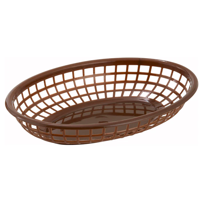  Oval Fast Food Basket, 9-1/2" x 5" x 2" - Brown