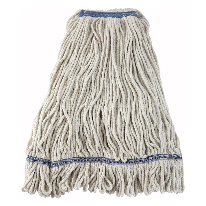 Premium Cotton-Poly Blend Looped End Wet Mop Head - White - 32oz/900g