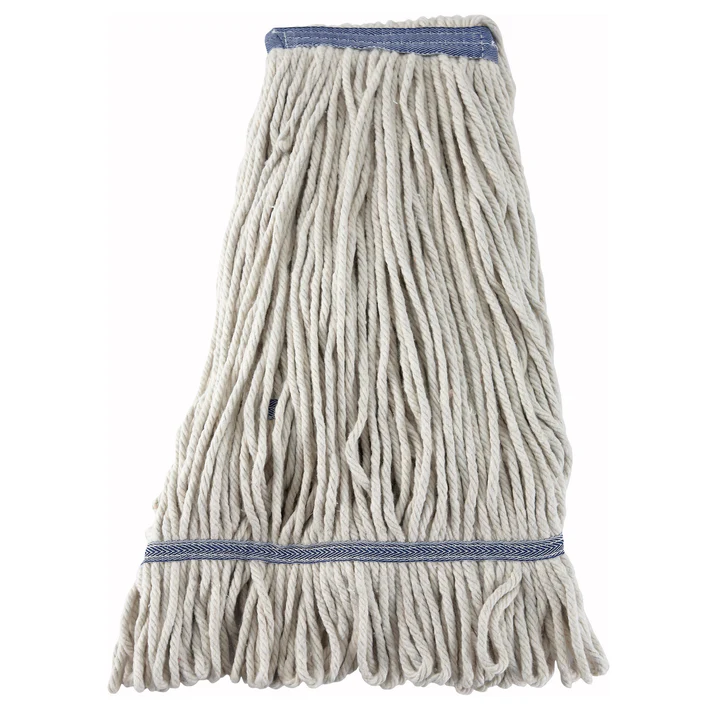 Premium Cotton-Poly Blend Looped End Wet Mop Head - White - 20oz/570g