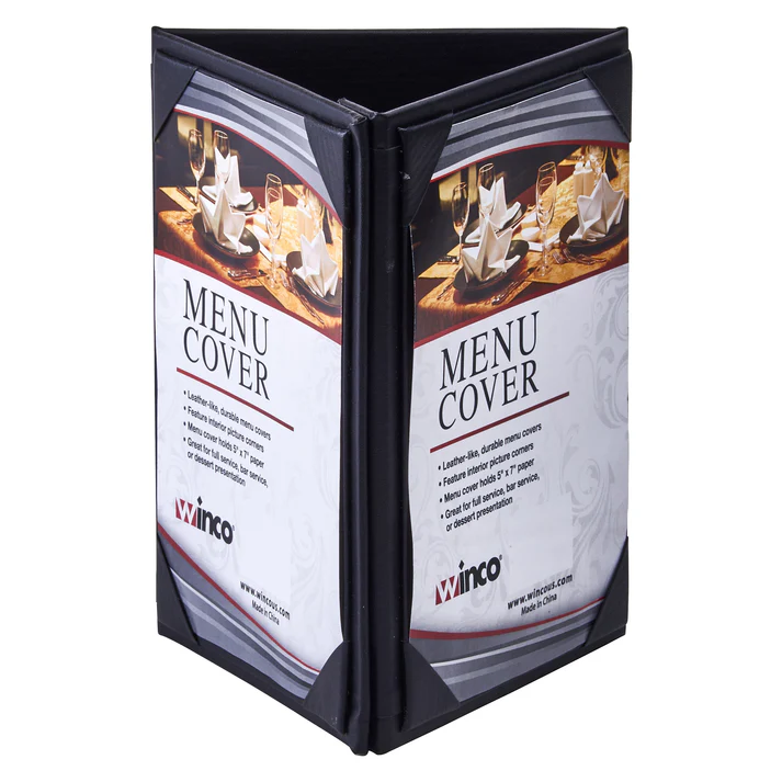Triple-View Menu Tent For 5" x 7" Inserts, Black