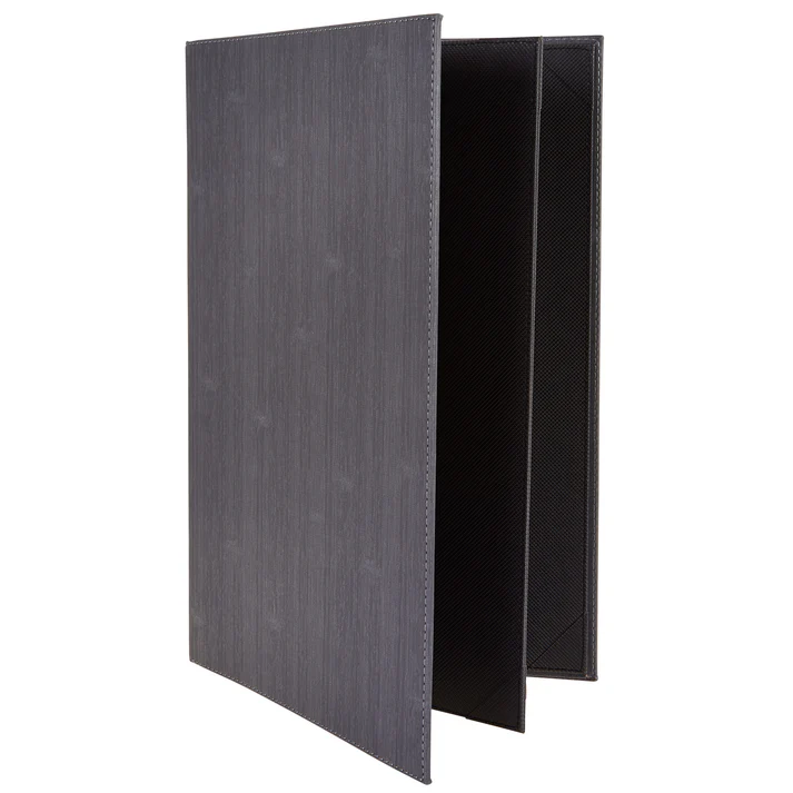 Four-View Menu Cover - Gray, 8-1/2" x 11"