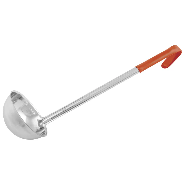 Winco Prime One-piece S/S 8oz Ladle, Orange, NSF