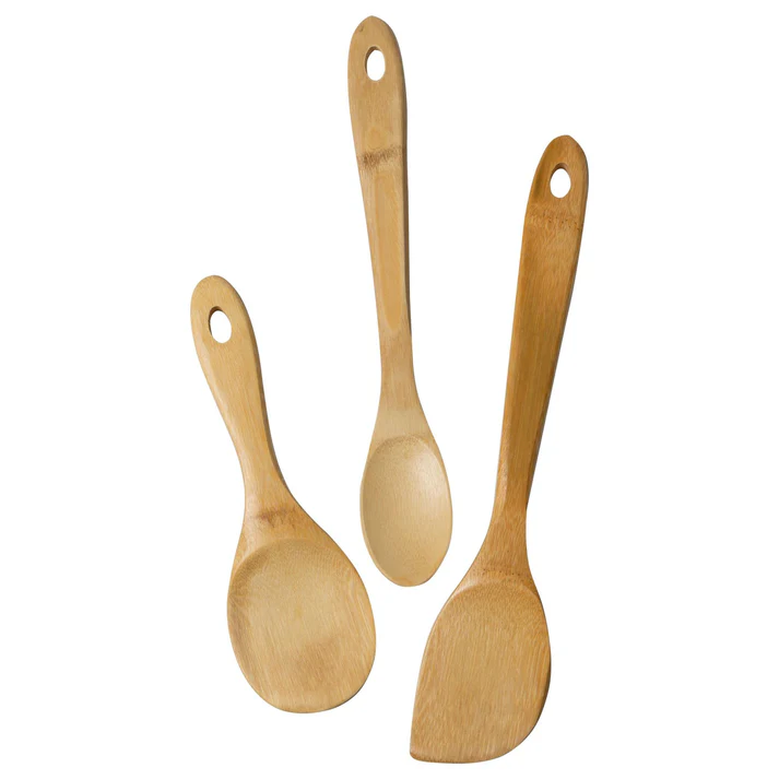 Joyce Chen Burnished Bamboo Wok Utensils, 3-Piece Stir Fry Set 