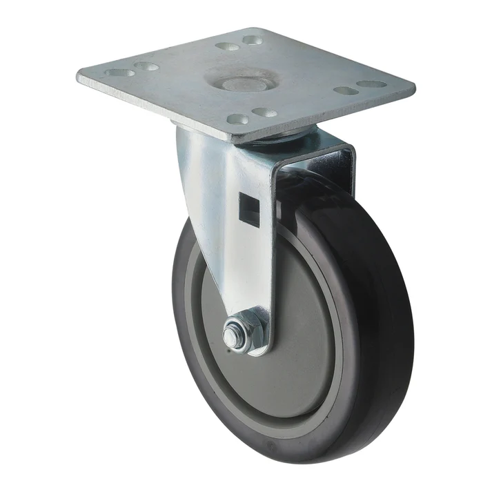  Universal Plate Caster Set, 4" Square, 5" Wheels - Set-