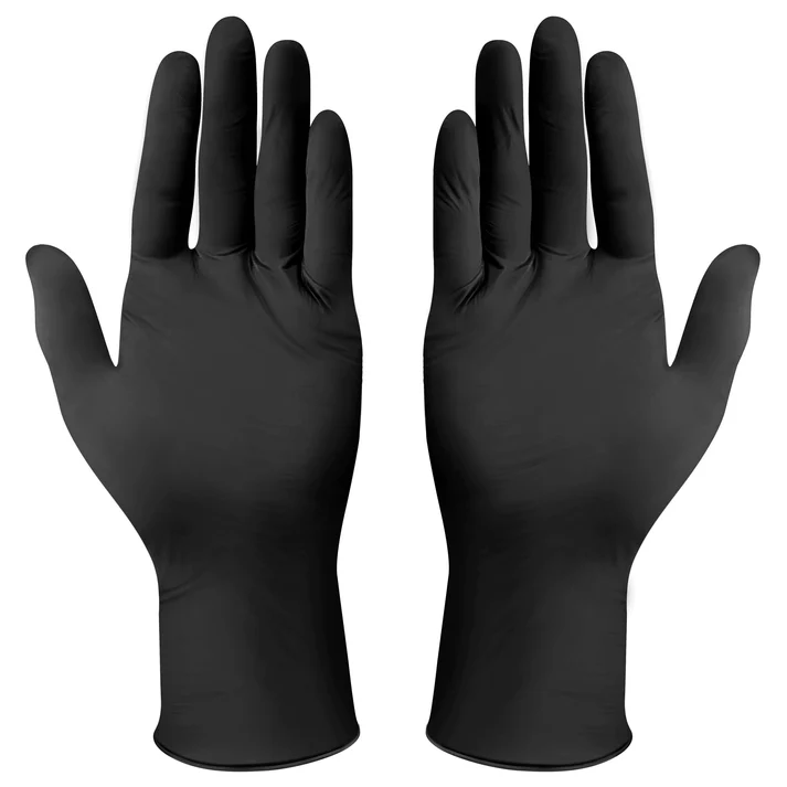 Disposable Gloves, Nitrile, L, Powder-Free, Black,3Mil,FDA Compliant,100pcs/box