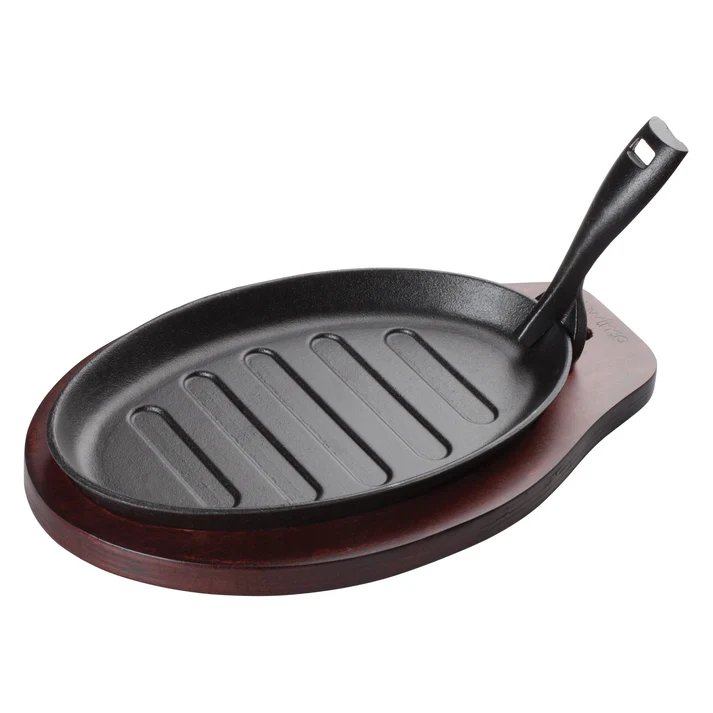 Cast Iron Steak Platter with Gripper Handle 3-Piece Set