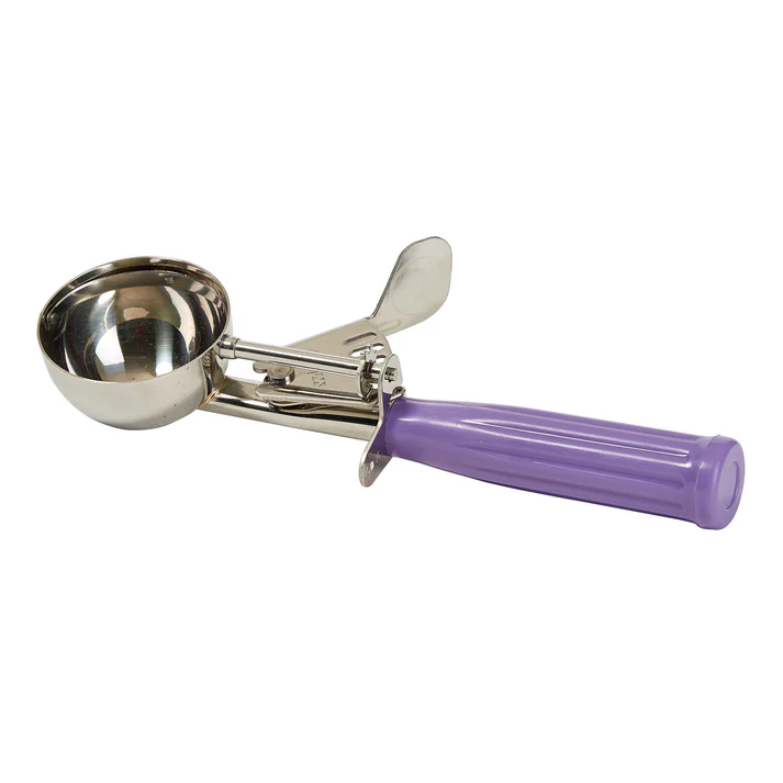 Allergen-Free Stainless Steel Thumb Press Disher with Plastic Handle, Size #16