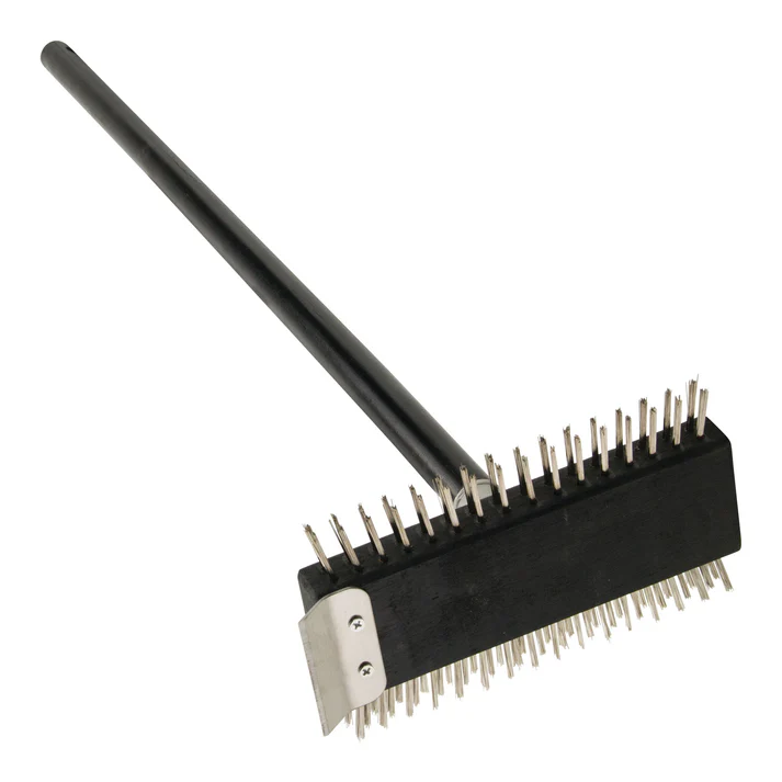 Pizza Oven/Broiler Dual-Side Wire Brush with 30" Handle