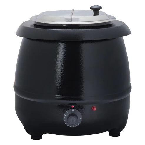 Electric 10 Qt Deluxe Black Kettle Soup Warmer Set, 110V