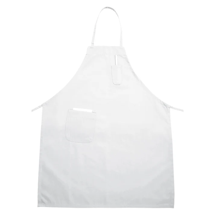 Full-Length Bib Apron with Pockets - White