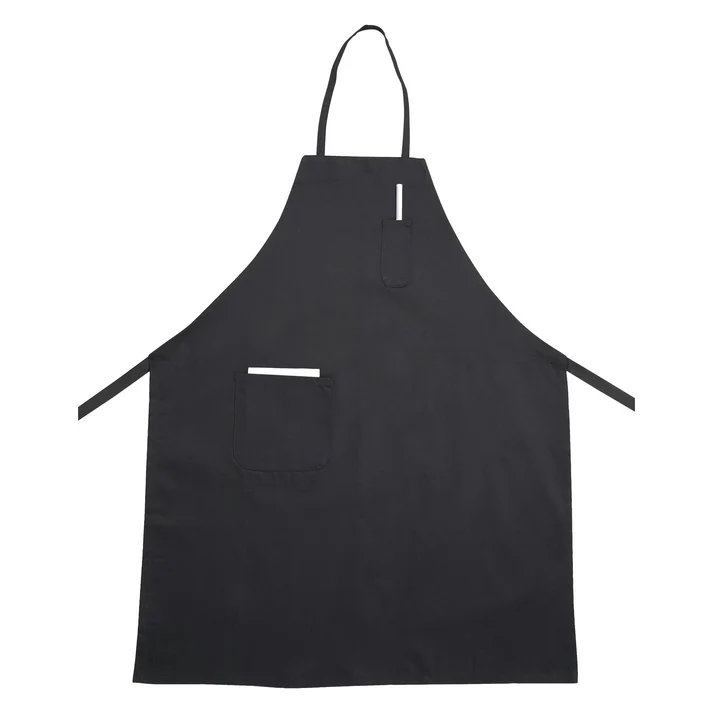 Full-Length Bib Apron with Pockets - Black