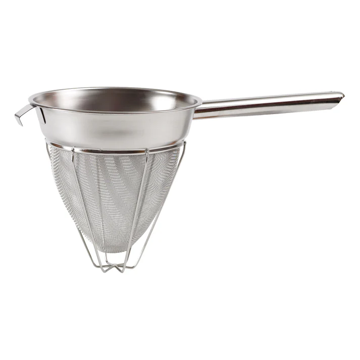 Hollow Handle Stainless Steel Bouillon Strainer with Extra Fine Mesh, Reinforced - 8"