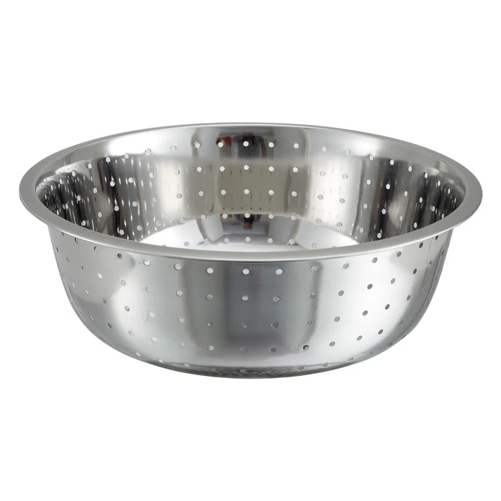 15" Diameter Stainless Steel Chinese-Style Colander with 5 mm Drain Holes
