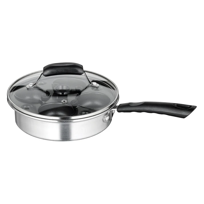 Egg Poacher Set: Stainless Steel Pan with Inner Nonstick Cups