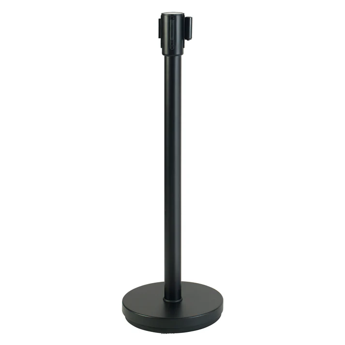  Stanchion Post with Retractable Belt - Black