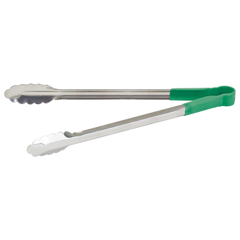 Heat Resistant Heavy-Duty Utility Tongs with Polypropylene Handle - 16", Green