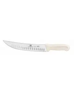Cimeter Steak Knife, 9-1/2" Blade, Hollow Ground, White Polypropylene Handles, German Steel, NSF