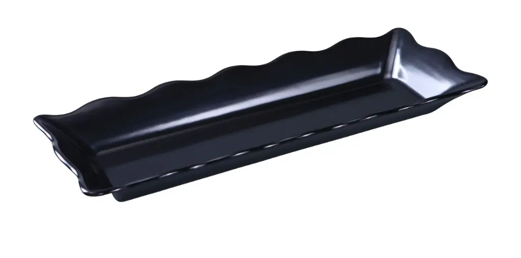 Yanco Deli Scallop Edged Display Tray - black