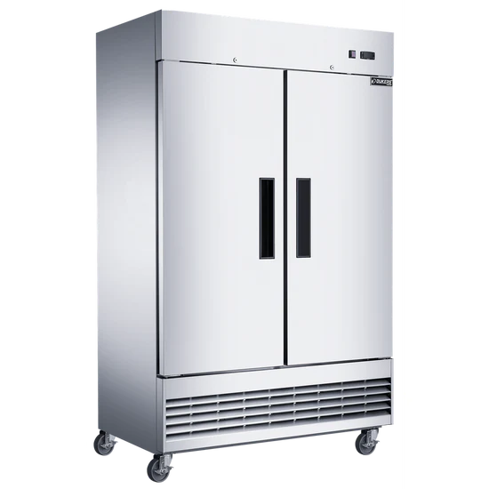 Compact 2-Door Commercial Freezer in Stainless Steel