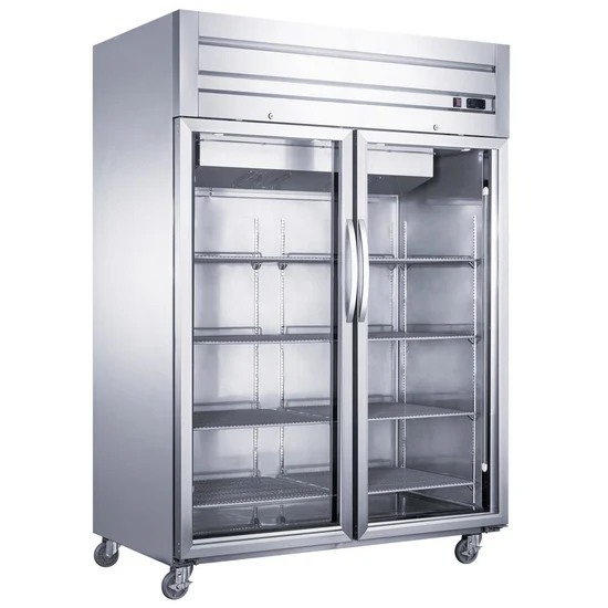 Top Mount Glass 2-Door Commercial Reach-in Refrigerator