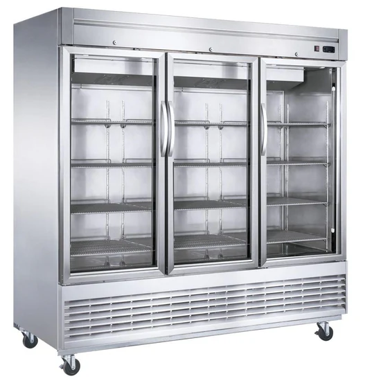  Bottom Mount Glass 3-Door Commercial Reach-in Refrigerator