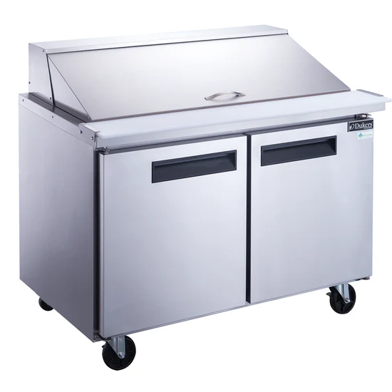 2-Door Commercial Food Prep Table Refrigerator in Stainless Steel with Mega Top