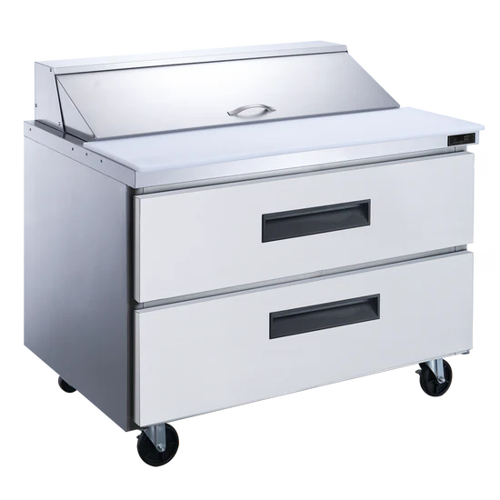 2-Drawer Commercial Food Prep Table Refrigerator in Stainless Steel 